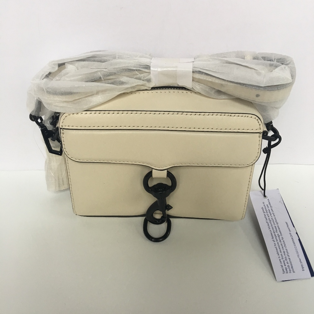 Mab Camera Antique White Leather Cross Body Bag